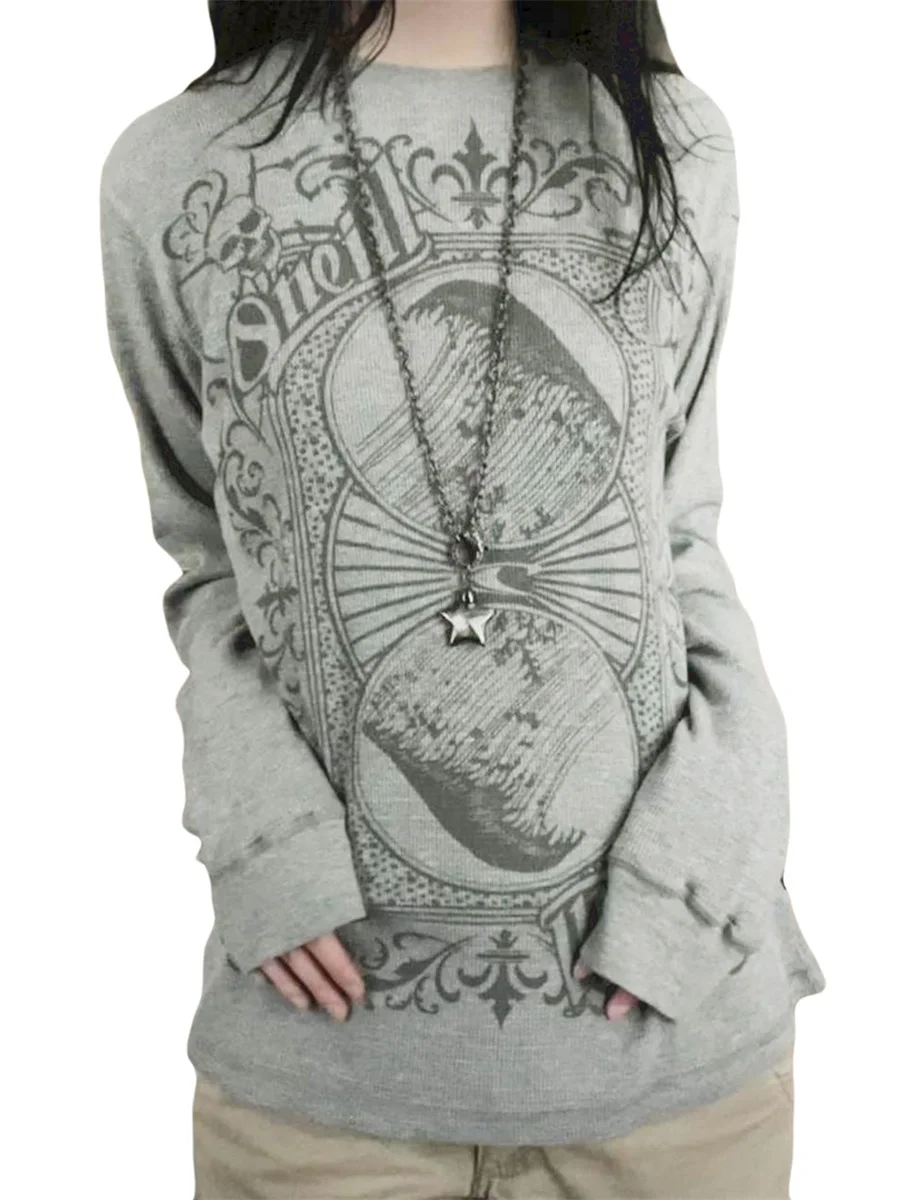 Women Vintage Aesthetic Graphic Print Tops Round Neck Long Sleeve Grunge Shirt Harajuku Loose Tee Shirt Spring Autumn
Women Vintage Aesthetic Graphic Print Tops Round Neck Long Sleeve Grunge Shirt Harajuku Loose Tee Shirt Spring Autumn