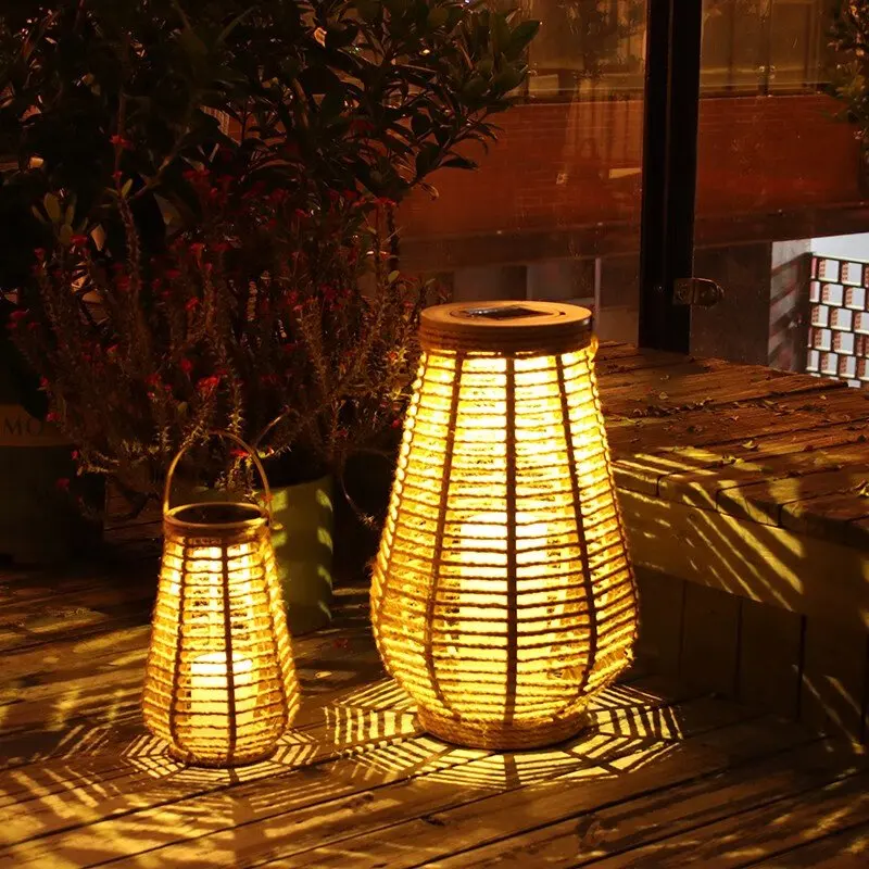 

Садовая лампа на солнечной батарее, фонарь из искусственной конопли, освещение для лагеря, газон, водонепроницаемый Ландшафтный садовый светильник, Яркий декоративный