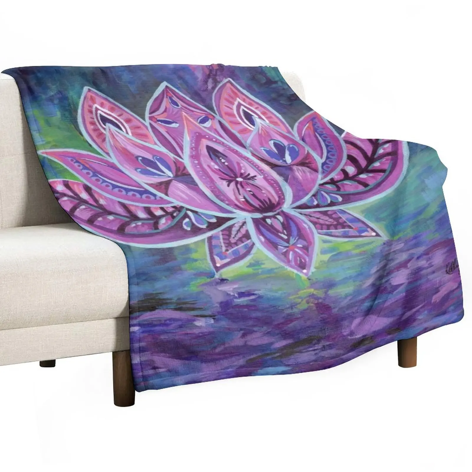 

Purple Lotus Throw Blanket Dorm Room Essentials throw blanket for sofa Soft Bed Blankets Furry Blankets