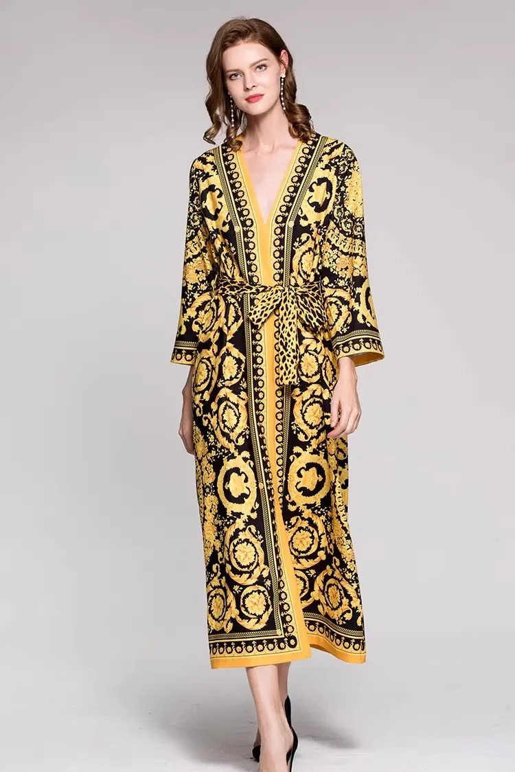 

Свободный облегающий Пижамный халат 2023 осеннее женское платье на шнуровке с рукавом «летучая мышь» и v-образным вырезом с леопардовым принтом