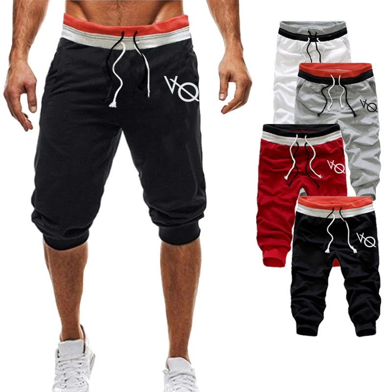 

America Summer Drawstring Pants Sport Oversized Sweatpants Cropped Trousers Jogger Print Men High Street Fashion Shorts S-3XL