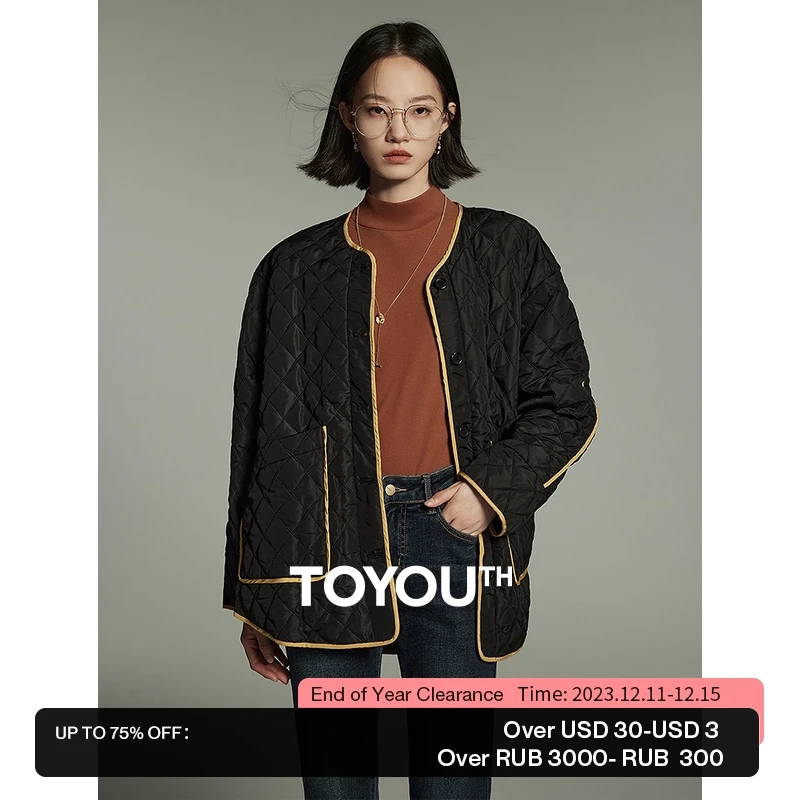 Toyouth Women Cotton Jacket 2023 Autumn Long Sleeve O Neck Loose Thickened Coat Contrasting Lines Diamond Pattern Warm Outwear
Toyouth Women Cotton Jacket 2023 Autumn Long Sleeve O Neck Loose Thickened Coat Contrasting Lines Diamond Pattern Warm Outwear