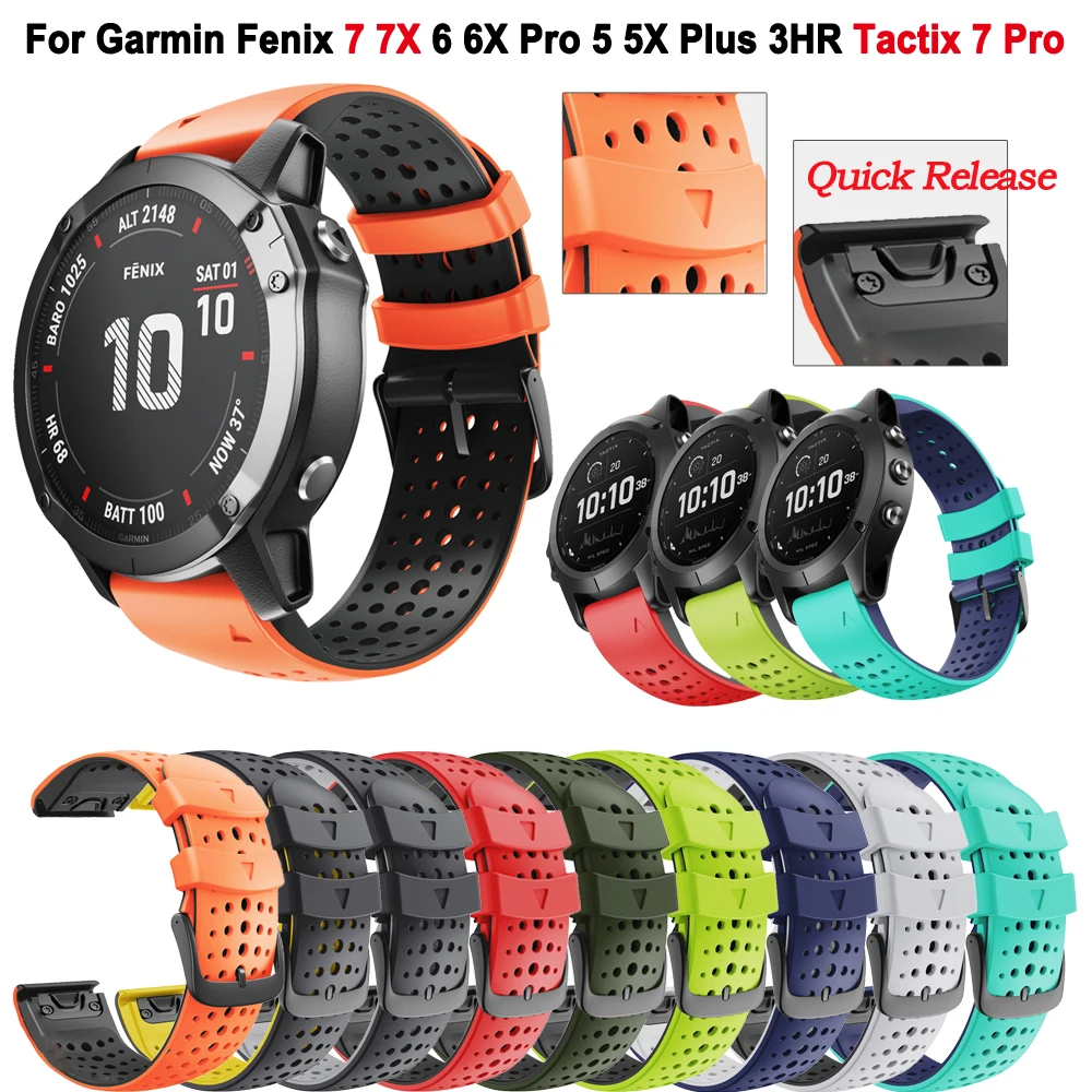 

26 22mm Silicone Watch Band Strap For Garmin Fenix 7 7X 6 6X Pro 5 5X Plus 3HR 935 945 Bracelet Tactix 7 Pro Smartwatch Quickfit