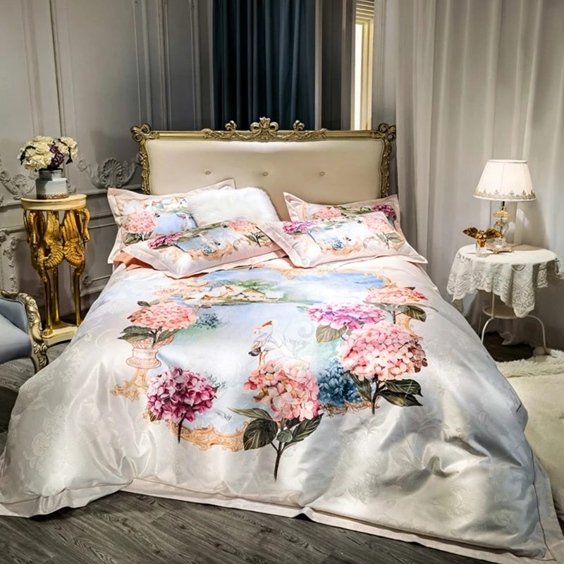 NEW Luxury Jacquard Satin Bedclothes Duvet Cover Bed Sheet Pillowcases 4pcs European Style Cotton Bedding Set King Queen Size
NEW Luxury Jacquard Satin Bedclothes Duvet Cover Bed Sheet Pillowcases 4pcs European Style Cotton Bedding Set King Queen Size