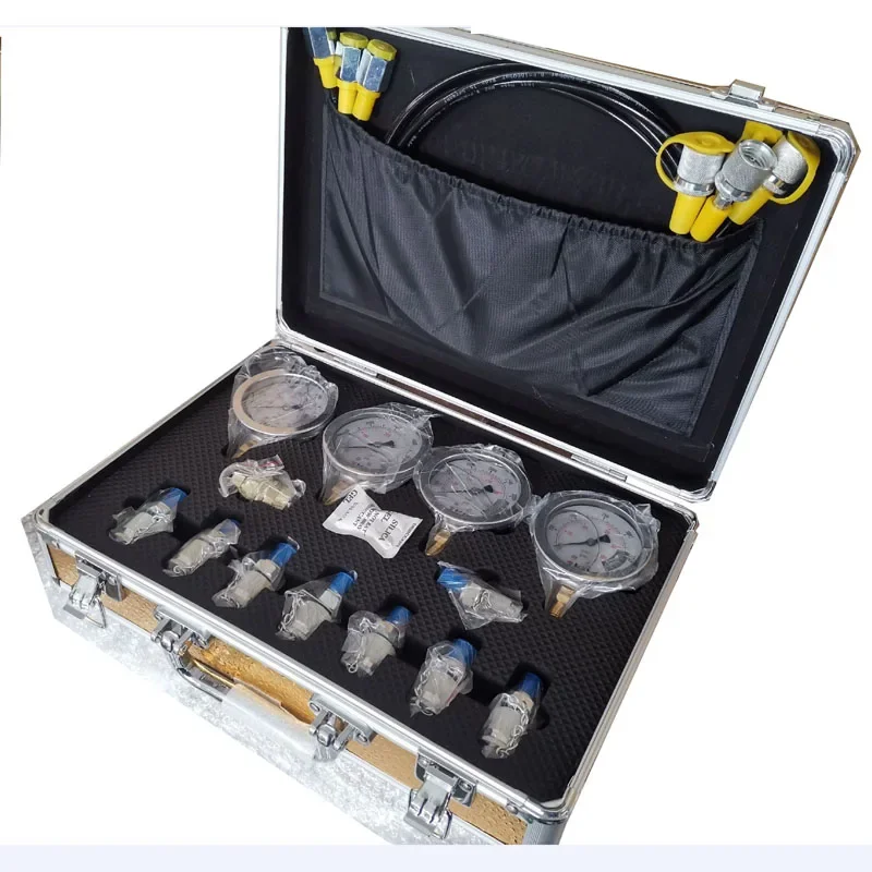 

Portable Hydraulic pressure guage Excavator Hydraulic Pressure Test Kit w/ Testing Point Coupling vacuum Coupling and gauge