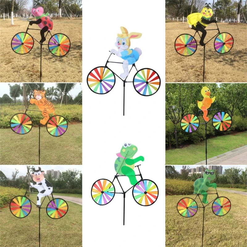 

Rabbit Bee Tiger on Bike DIY Windmill Animal Bicycle Wind Spinner Whirligig Garden Lawn Decorative Gadgets Kids Outdoor Toys