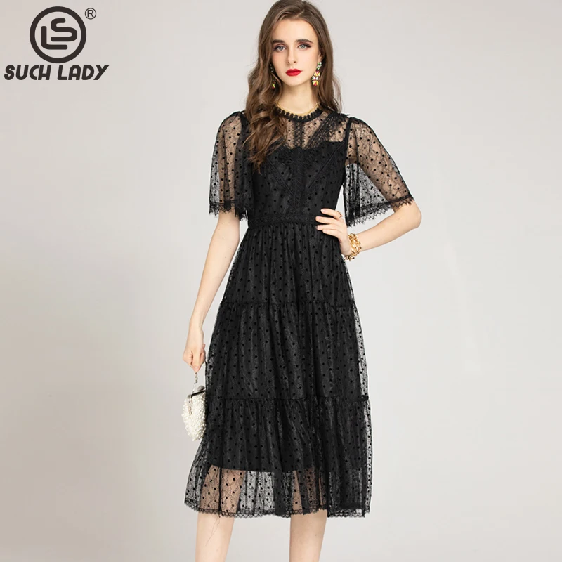 Women's Runway Dresses O Neck Short Sleeves Embroidery Tiered Elegant Fashion Casual Midi Dress Vestidos
Women's Runway Dresses O Neck Short Sleeves Embroidery Tiered Elegant Fashion Casual Midi Dress Vestidos