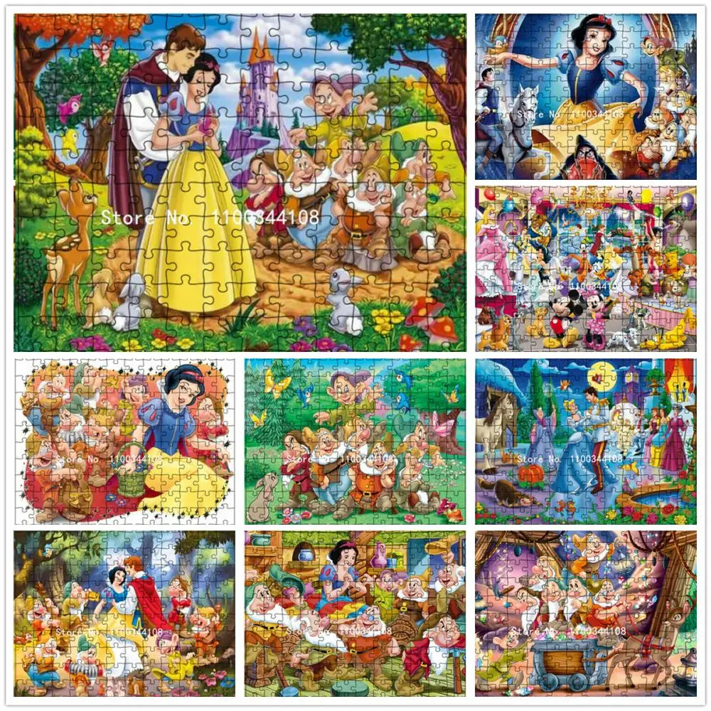 

Disney Snow White and The Seven Dwarfs Puzzles 300/500/1000 Pieces Adult Children Decompression Educational Jigsaw Puzzles Toys