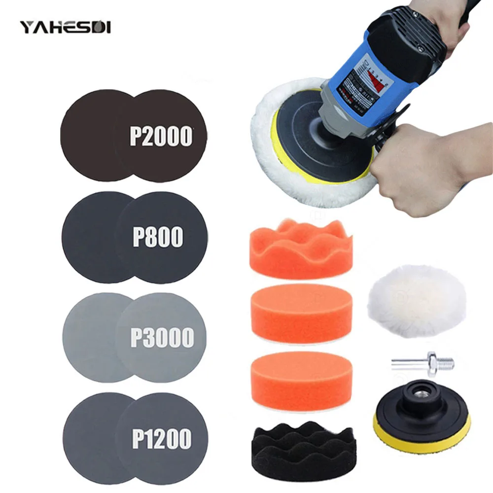 

3 Inch Polishing Pad for Polishing Headlights Wet and Dry Sandpaper 2000 3000 1200 800 for Drill Wool Foam Sponge Buffing Tools