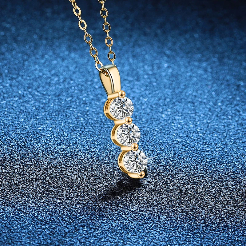 NeeTim 4mm Moissanite Necklace for Women Lab Diamond S925 Sterling Silver With Yellow Gold Plated Wedding Pendant GRA Necklaces 2 S2153fa4217bd413996380ba307dc3b98P
