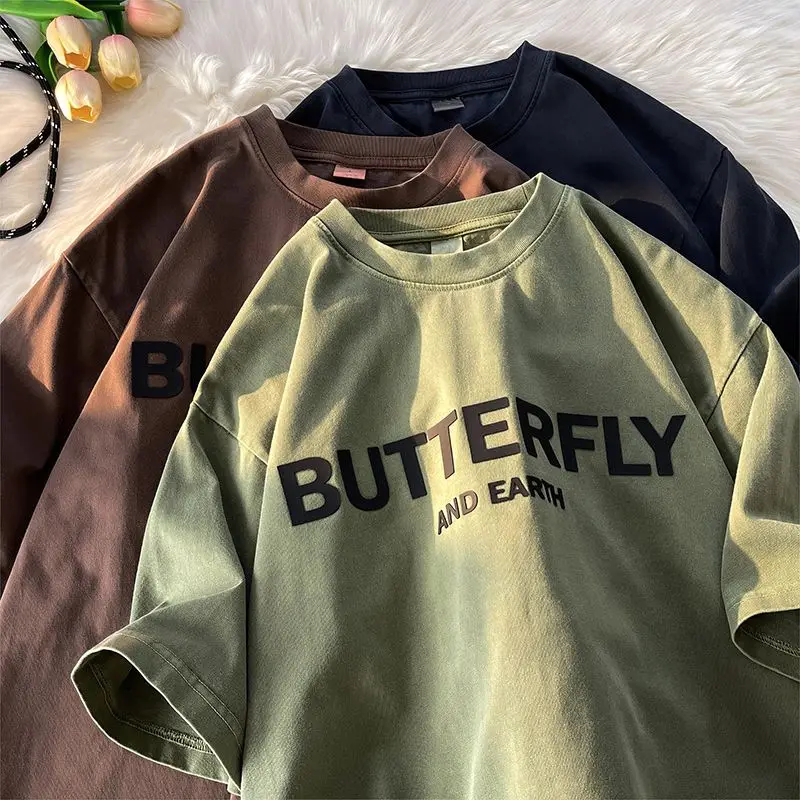 Heavyweight pure cotton short sleeved men t shirt American retro casual top half sleeved loose round neck T-shirt trendy brand
Heavyweight pure cotton short sleeved men t shirt American retro casual top half sleeved loose round neck T-shirt trendy brand