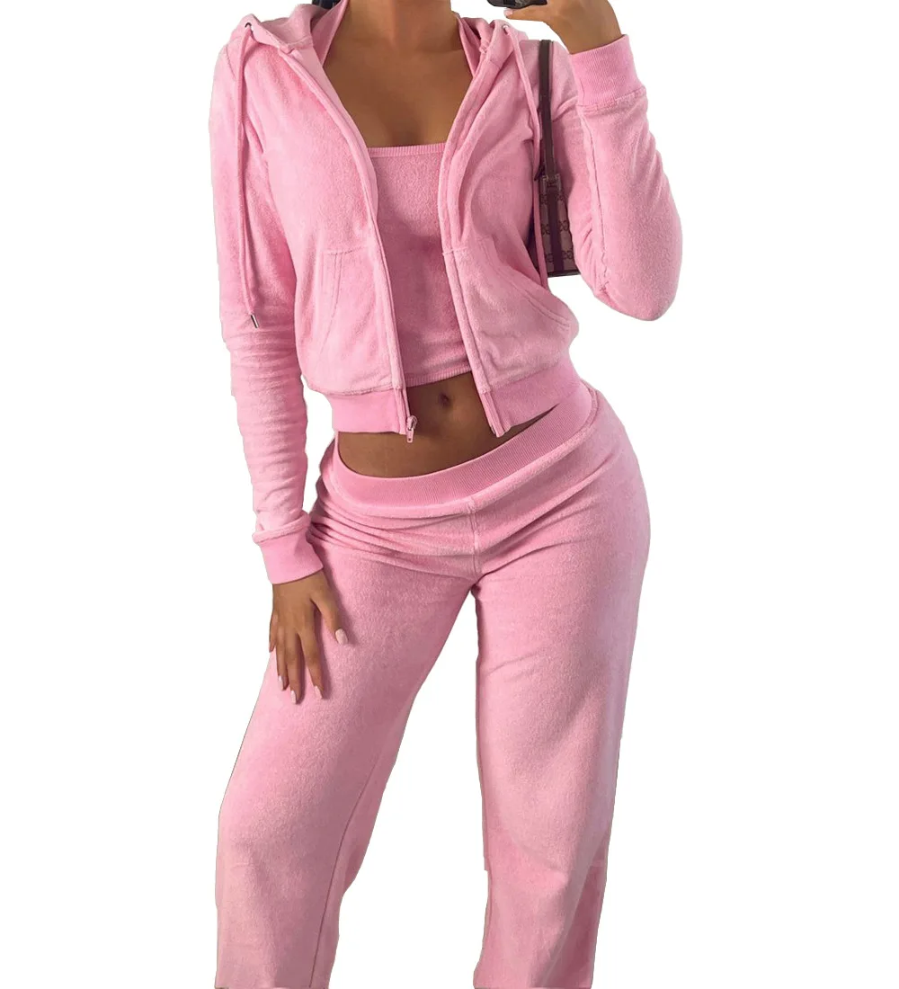 Casaul Women Tracksuit Velvet 3 Piece Set Hooded Jacket Coat + Shirt + Long Pants Matching Set Clothes For Women Outfit
Casaul Women Tracksuit Velvet 3 Piece Set Hooded Jacket Coat + Shirt + Long Pants Matching Set Clothes For Women Outfit