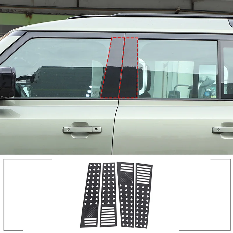 

For Land Rover Defender 110 130 2020 - 2023 Car Window Center Pillar Honeycomb Trim Guard Plate Exterior Details Alloy Accessori