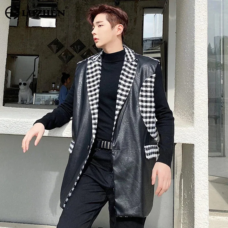 LUZHEN Luxury Korean Original Elegant Fashion Waistcoat 2024 Men's Plaid Leather Splicing Designer Loose Sleeveless Vest LZ3077
LUZHEN Luxury Korean Original Elegant Fashion Waistcoat 2024 Men's Plaid Leather Splicing Designer Loose Sleeveless Vest LZ3077