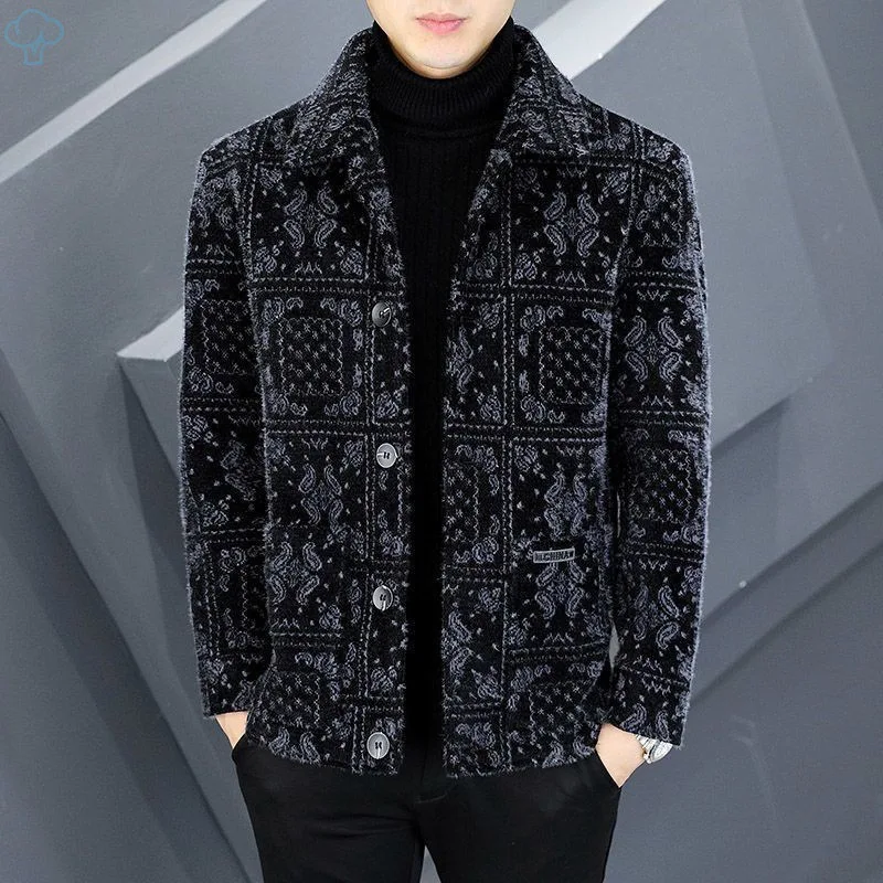 

Autumn and Winter Jacket Men's Youth Slim Short Paragraph Padded and Thickened Windbreaker Coat Men's Warm Wool Coat Man