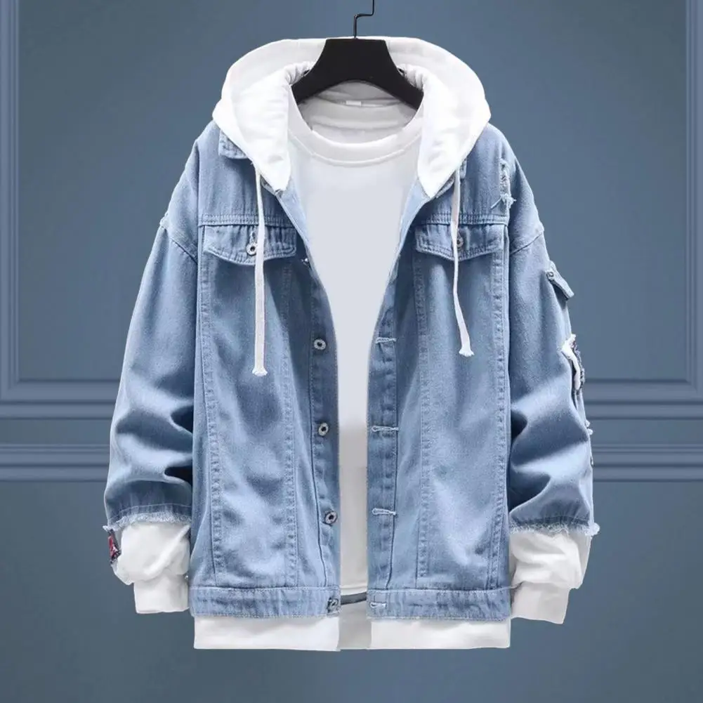 Features: This men's denim jacket adopts solid color, fake two-piece fashion design, and is fashionable and trendy.
Features: This men's denim jacket adopts solid color, fake two-piece fashion design, and is fashionable and trendy.