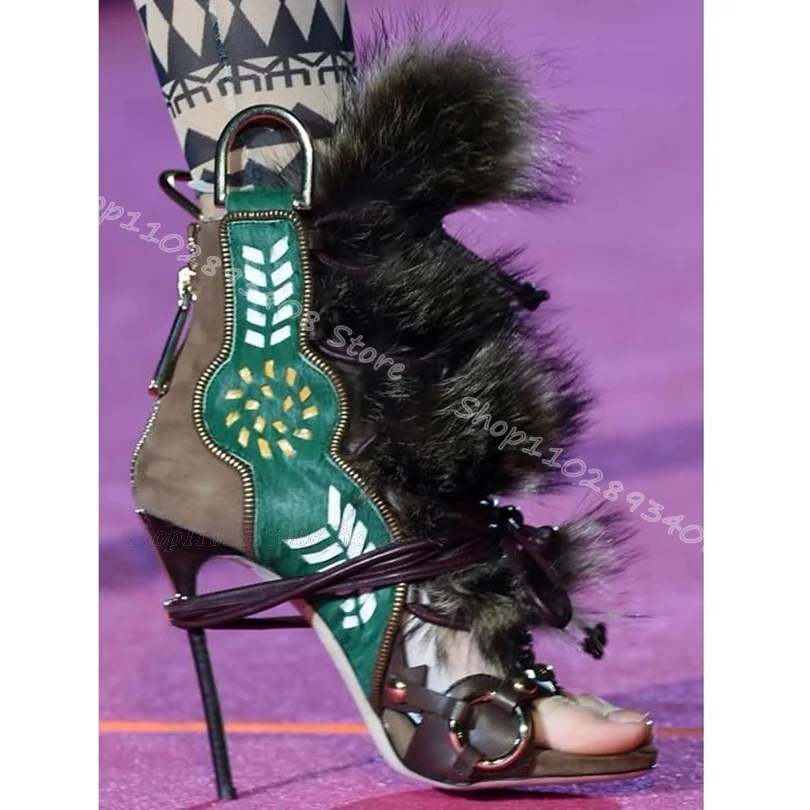 Mixed Retro Style Ring Sandal Boots Fur Decor Stiletto Back Zipper Cross Band Shoes Personality Women Shoes Zapatos Para Mujere
Mixed Retro Style Ring Sandal Boots Fur Decor Stiletto Back Zipper Cross Band Shoes Personality Women Shoes Zapatos Para Mujere