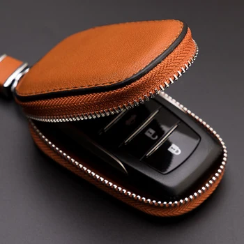 O Acessório Essencial para Organização e Estilo: Carteira de Chave de Couro Genuíno 10 Leather Car Key Wallets Men Key Holder Housekeeper Keys Organizer Women Keychain Covers Zipper Key Case Bag Unisex Pouch Purse