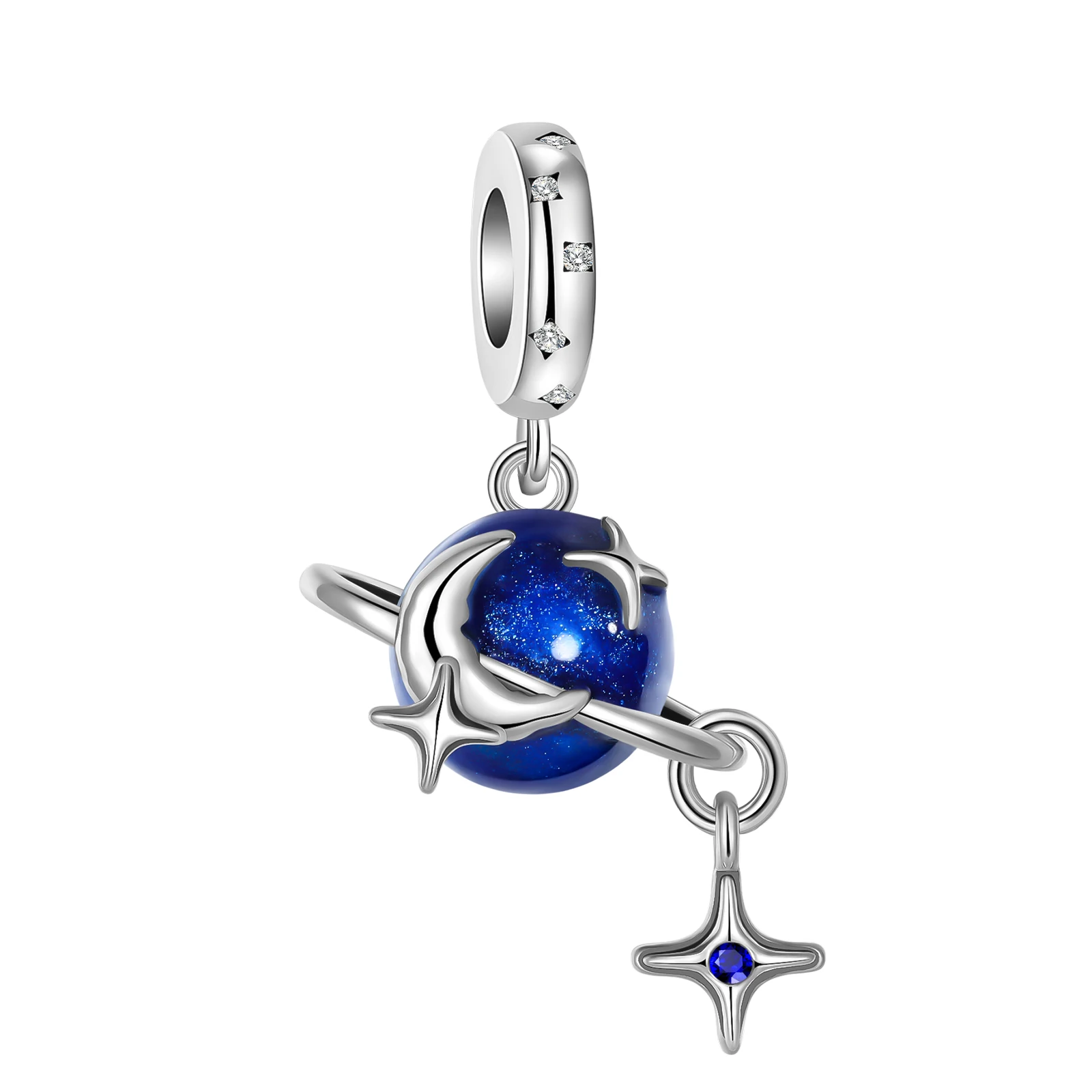 925 Sterling Silver Blue Earth Moon Rotation Stars Pendant Charms Beads Fit Pandora Original Bracelet DIY Jewelry making gift
925 Sterling Silver Blue Earth Moon Rotation Stars Pendant Charms Beads Fit Pandora Original Bracelet DIY Jewelry making gift