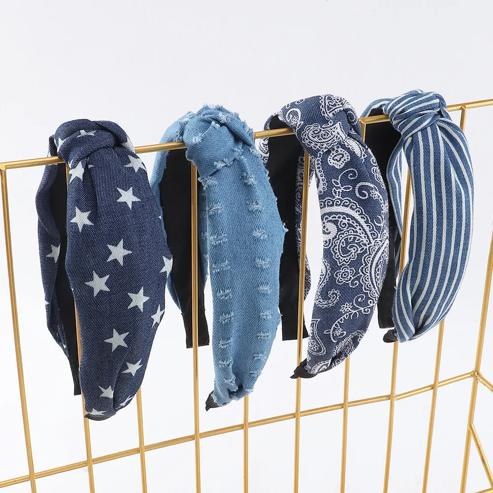 New Denim Cloth Fabric Print Women Headband Cross Knot Hair Hoop Wide Side Hoop Hairband Bow Headwrap Hair Accessories
New Denim Cloth Fabric Print Women Headband Cross Knot Hair Hoop Wide Side Hoop Hairband Bow Headwrap Hair Accessories