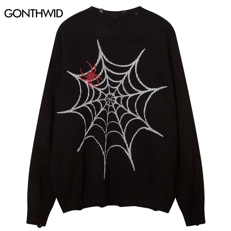 Ripped Spider Sweater Y2K Hip Hop Spider Web Graphic Print Knitted Hole Jumper Streetwear 2023 Men Harajuku Punk Goth Sweaters
Ripped Spider Sweater Y2K Hip Hop Spider Web Graphic Print Knitted Hole Jumper Streetwear 2023 Men Harajuku Punk Goth Sweaters