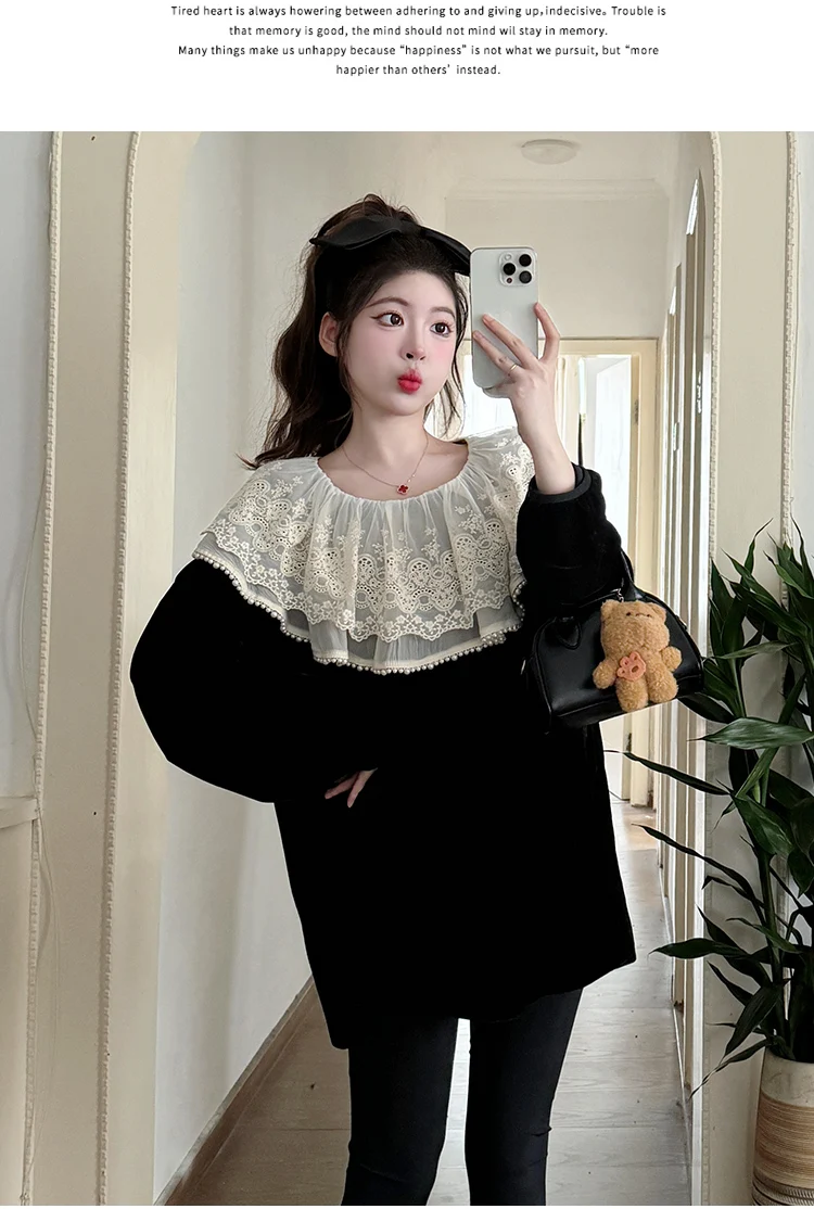 Autumn Pleated Flying Sleeve Pregnancy Shirt+belly Trousers Twinset Loose Casual Pregnant Woman Pants Suit Maternity Clothes Set 3 S21740fc0a4f84011806e8fffd7cb0b24f