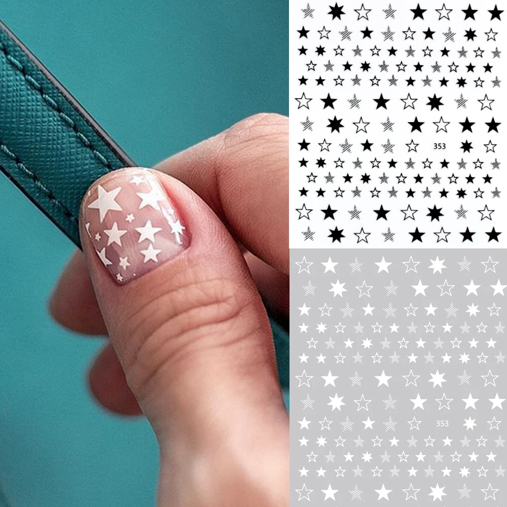 

1pcs Lovely Stars Geometry 3D Nails Art Sticker gold/silver/rose gold Ornaments self-Adhesive Sliders Manicure Accessories