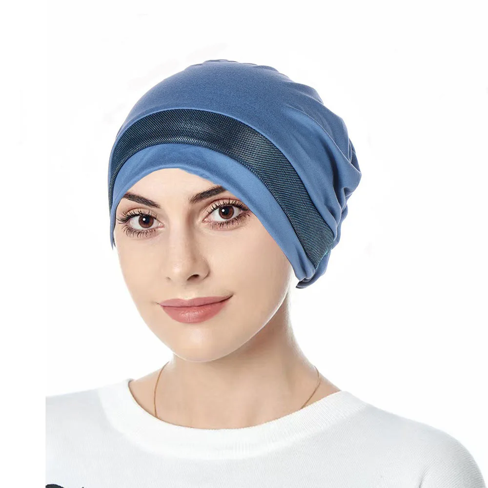 

Shimmer Glitter Beanies Muslim Women Chemo Cap Hijab Inner Hat Bonnet Turban Islamic Headscarf Hair Loss Headwrap Turbante Mujer