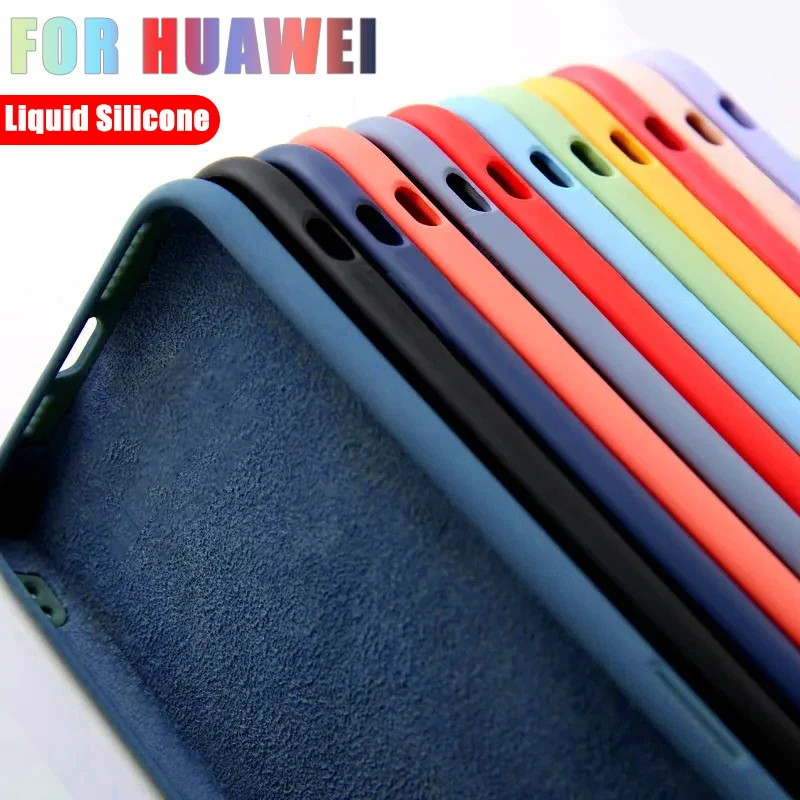 

Liquid Silicone Phone Case For Huawei P50 P40 P30 P20 Mate 20 30 Honor 60 50 20 Lite Pro P Smart 2020 Fashion Cover Accessories