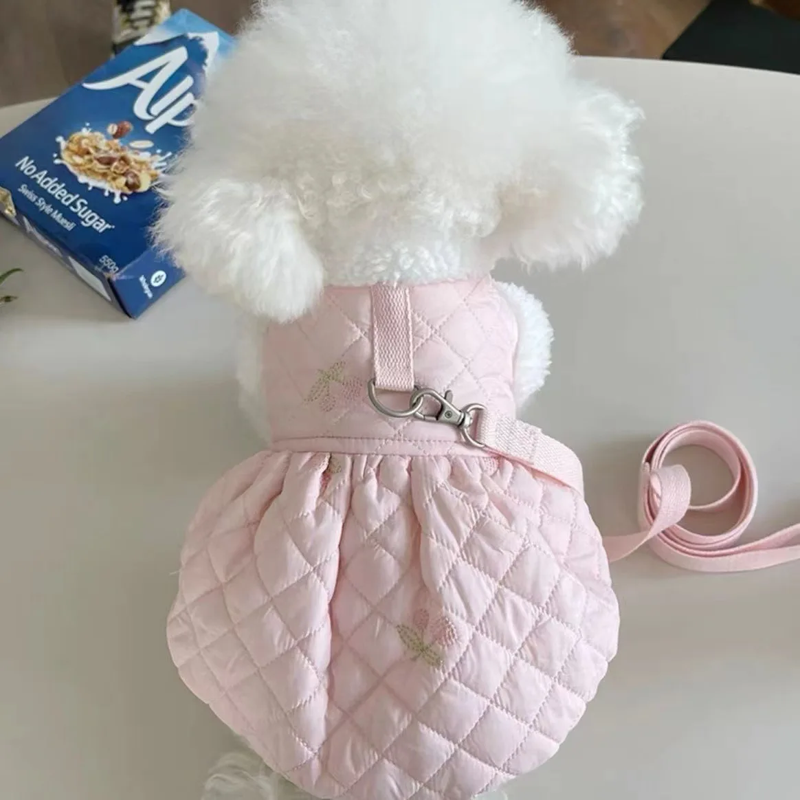 

Pet clothing autumn and winter new plush jacket with cotton traction buckle, vest, teddy bear, dog, cat, thickened outdoor style