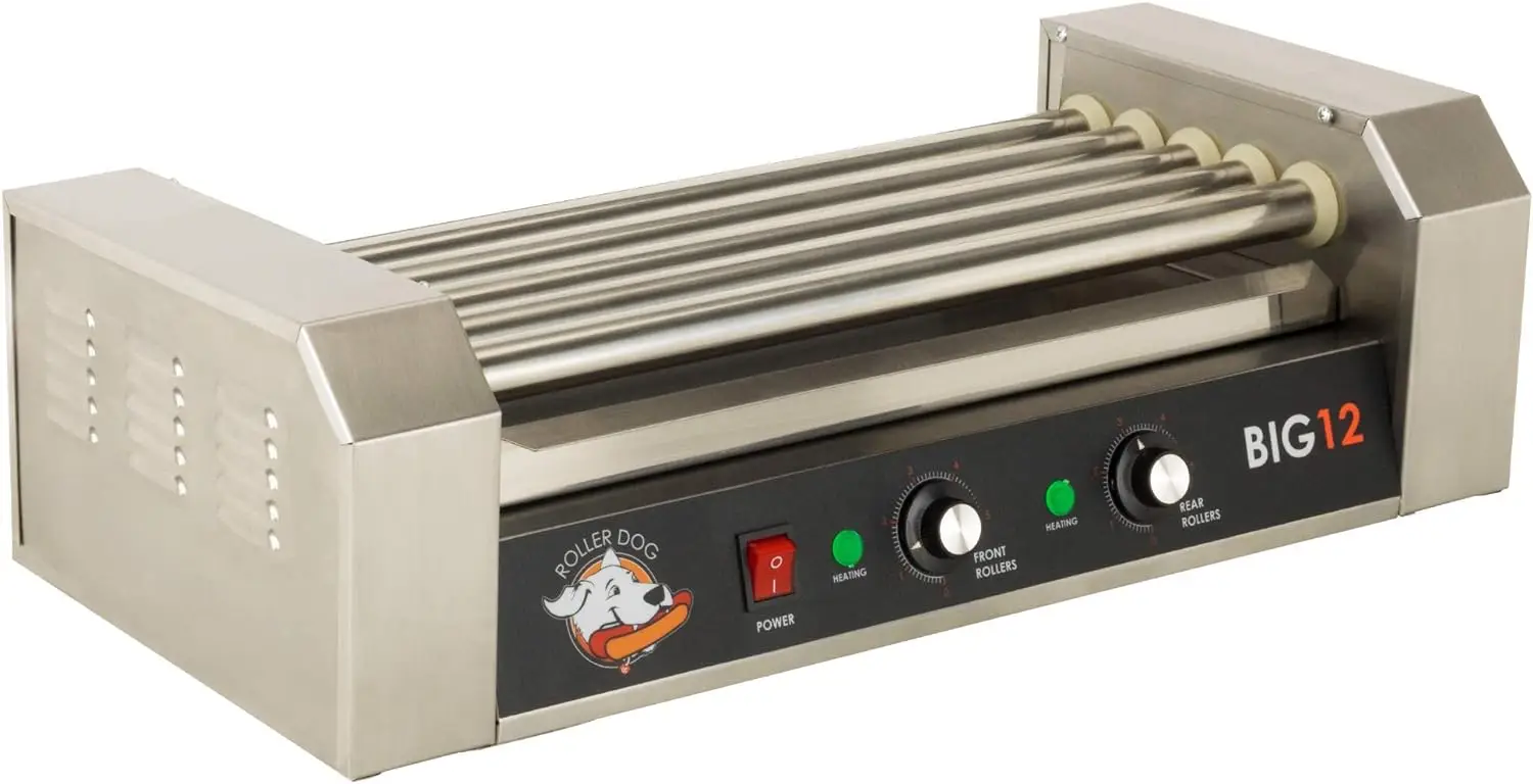 RDB12SS Stainless Steel Non Stick Hot Dog Roller Grill with Drip Pan with Dual Temperature Controls
RDB12SS Stainless Steel Non Stick Hot Dog Roller Grill with Drip Pan with Dual Temperature Controls