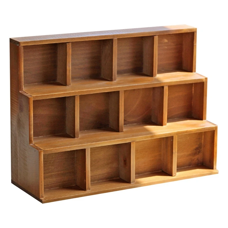 

NEW-3 Layers Of Miscellaneous Shelves Twelve Grid Retro Wooden Storage Cabinets Old Home Finishing Storage Wall Cabinets