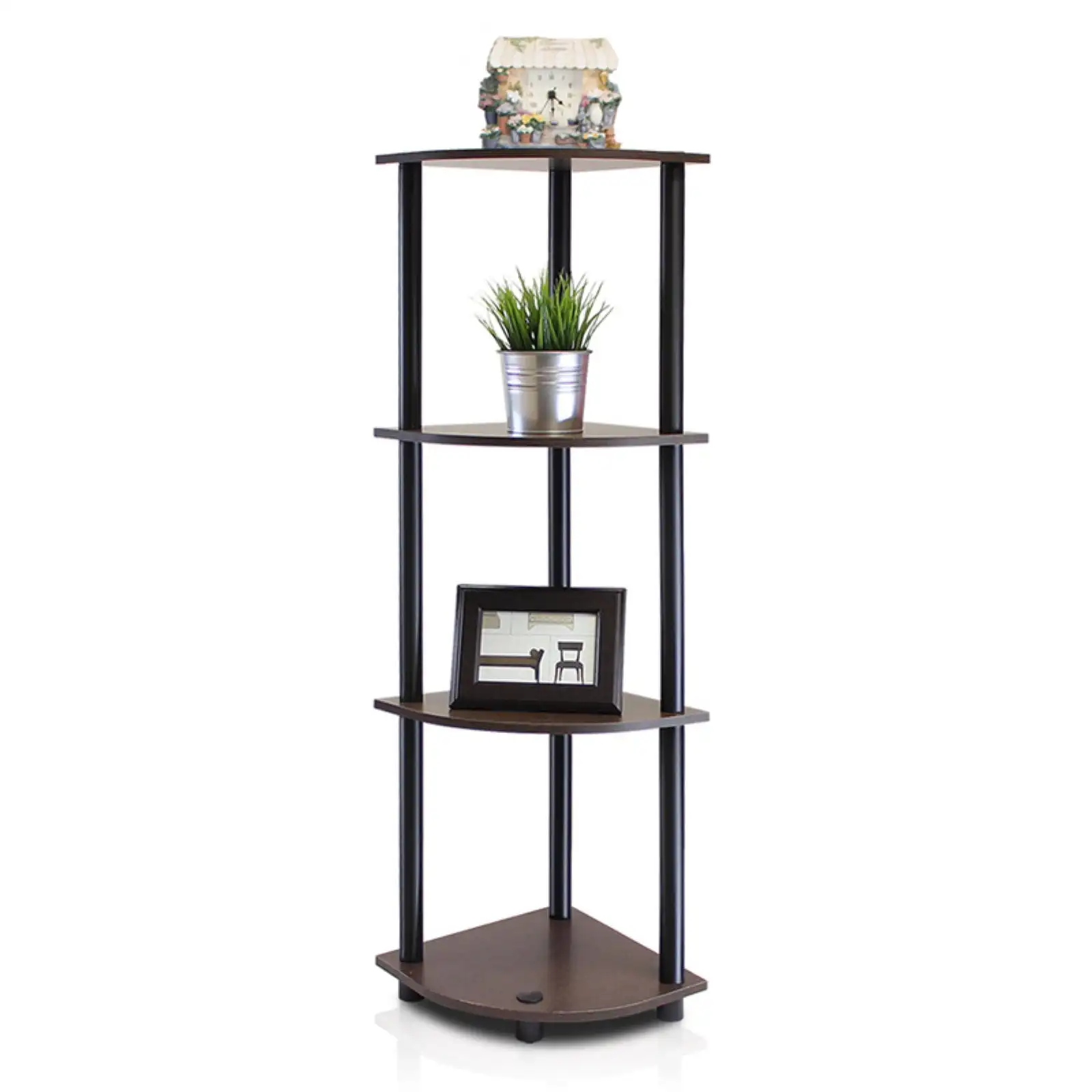 Furinno Durable 11.6"W x 11.6"D x 43.5"H 4-Shelf Freestanding Shelving Unit, Dark Brown Grain and Black
Furinno Durable 11.6"W x 11.6"D x 43.5"H 4-Shelf Freestanding Shelving Unit, Dark Brown Grain and Black