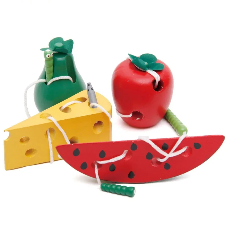 

Kids Montessori Toys Worm Eat Fruit Apple Pear Wooden Puzzle Toy Early Learning Fine Motor Skills Educational Toys for Children