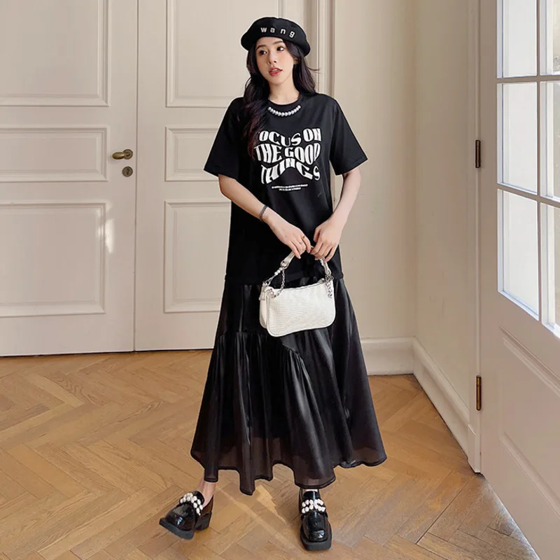 #6359 Summer Letters Printed T Shirt Dress Women Short Sleeve Loose O-neck Pearl Chain Harajuku False Two Piece T Shirt Dress 
#6359 Summer Letters Printed T Shirt Dress Women Short Sleeve Loose O-neck Pearl Chain Harajuku False Two Piece T Shirt Dress