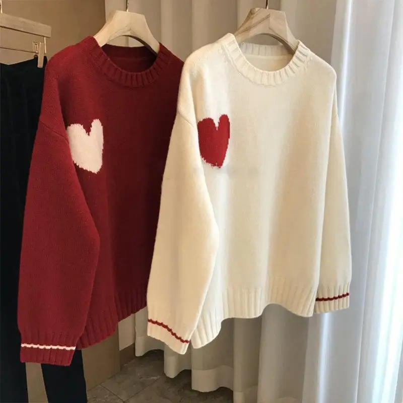 New Year's Red Love Pattern Sweater for Women Thickened Loose Korean Edition Harajuku Lazy Soft Glutinous Pullover Knitted Top
New Year's Red Love Pattern Sweater for Women Thickened Loose Korean Edition Harajuku Lazy Soft Glutinous Pullover Knitted Top