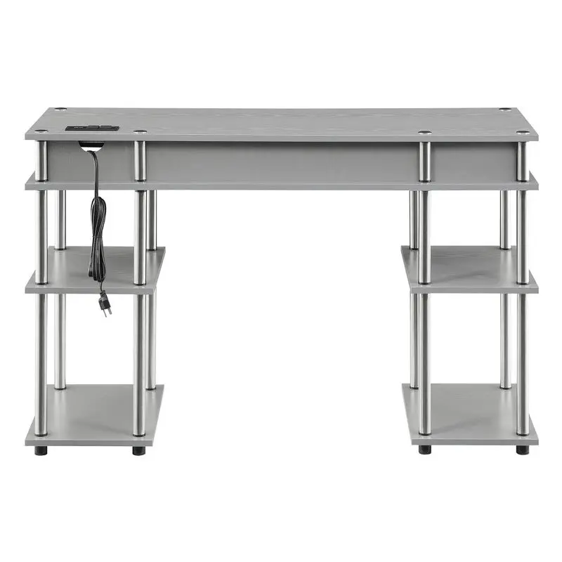 Contemporary Workspaces: Gray No Tools Student Desk with Charging Station and Shelves
Contemporary Workspaces: Gray No Tools Student Desk with Charging Station and Shelves