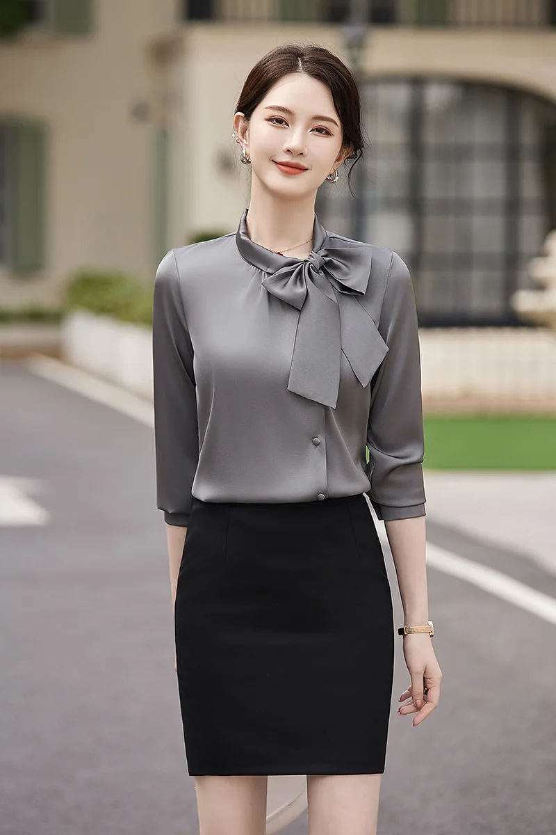 

AIyssa Fashionable professional womens spring and summer new chiffon shirts are simple and elegant yet elegant