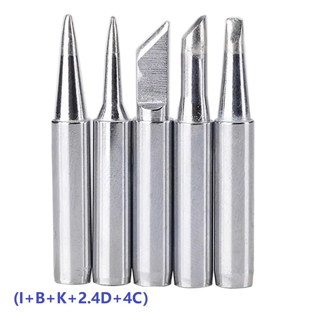 

5pcs 900M-T Copper Electric Soldering Iron Tips Lead-free Welding Tools 200~480℃ Soldering Iron Head K+I+B+4C+2.4D