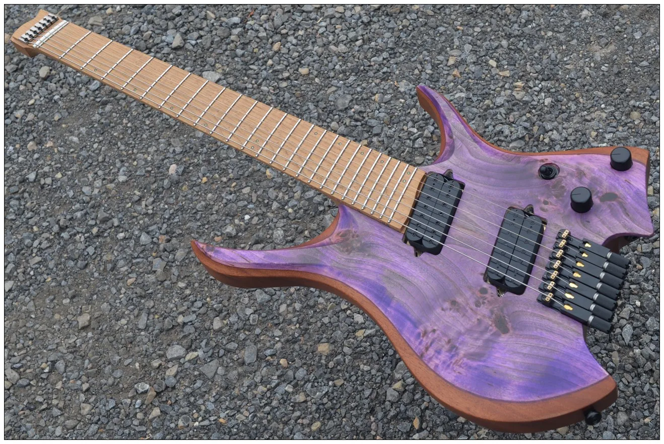 2024 Fanned Лады 7 струн безголовая электрическая гитара фиолетовая красное дерево твердая древесина шпон Кленовая подставка искусственная 5 штук Шея
2024 Fanned Лады 7 струн безголовая электрическая гитара фиолетовая красное дерево твердая древесина шпон Кленовая подставка искусственная 5 штук Шея