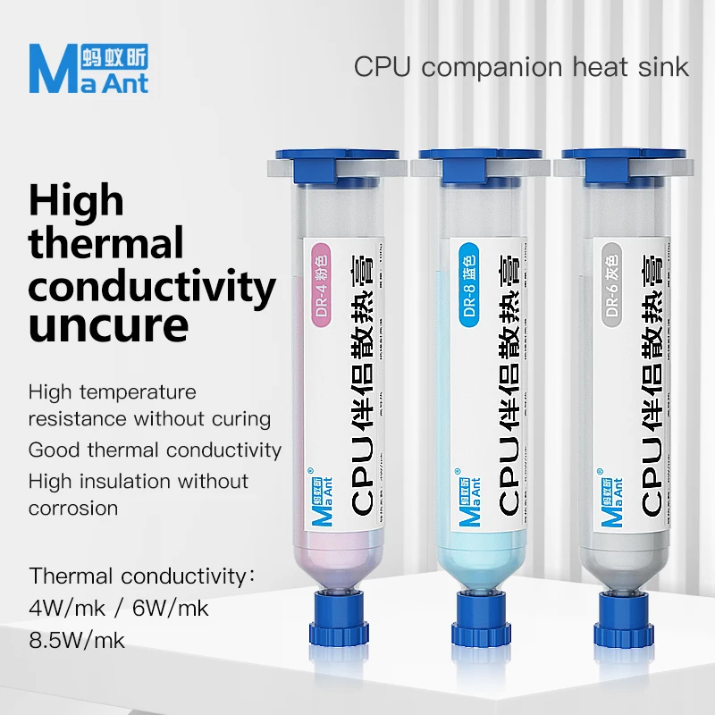 100g Maant DR-8 Silicone Thermal Paste Thermal Grease Radiator 8.5W/mk 6W/mk 4W/mk CPU Chipset Laptop Cooling Cream -60-200°C
100g Maant DR-8 Silicone Thermal Paste Thermal Grease Radiator 8.5W/mk 6W/mk 4W/mk CPU Chipset Laptop Cooling Cream -60-200°C