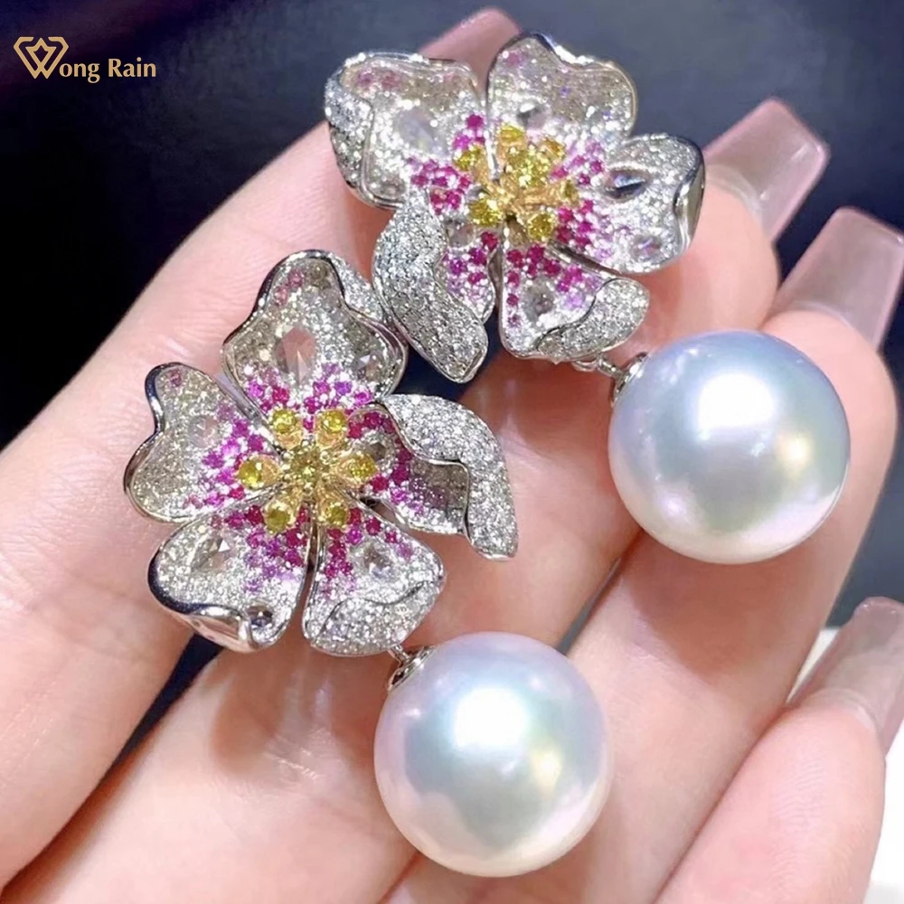 Wong Rain 925 Sterling Silver 9-12 MM Natural Pearl High Carbon Diamond Gems Drop Earrings Customized Jewelry Anniversary Gifts
Wong Rain 925 Sterling Silver 9-12 MM Natural Pearl High Carbon Diamond Gems Drop Earrings Customized Jewelry Anniversary Gifts