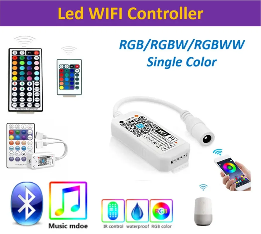 DC5V 12V 24V RGB Led Wifi Controller RGBW RGBWW Bluetooth WiFi LED controller For 5050 2835 WS2811 WS2812B led strip Magic Home
DC5V 12V 24V RGB Led Wifi Controller RGBW RGBWW Bluetooth WiFi LED controller For 5050 2835 WS2811 WS2812B led strip Magic Home