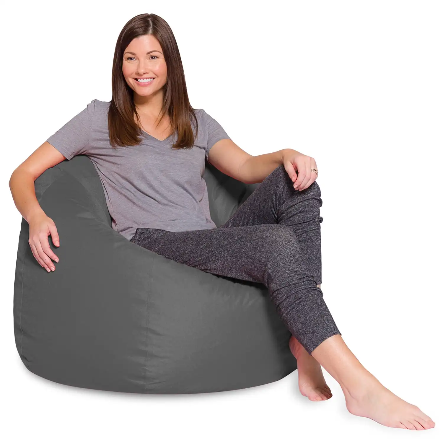 Bean Bag Chair for Adults/Kids with Filling Round Lazy Floor Sofa Cozy BeanBag Chairs w/ Removable Cover - Heather Gray 
Bean Bag Chair for Adults/Kids with Filling Round Lazy Floor Sofa Cozy BeanBag Chairs w/ Removable Cover - Heather Gray