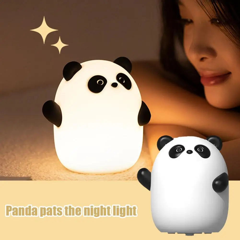 

Ночник с милой пандой для девочек, силиконовый ABS светильник с таймером и зарядкой от USB, мультяшная панда, декоративная прикроватная лампа