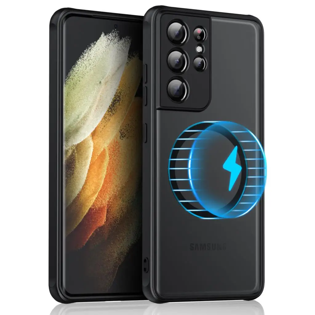 

Магнитный чехол ZSHOW Magsafe с беспроводной зарядкой для Samsung Galaxy S21, Ультратонкий матовый ударопрочный чехол из ТПУ на заднюю панель ПК