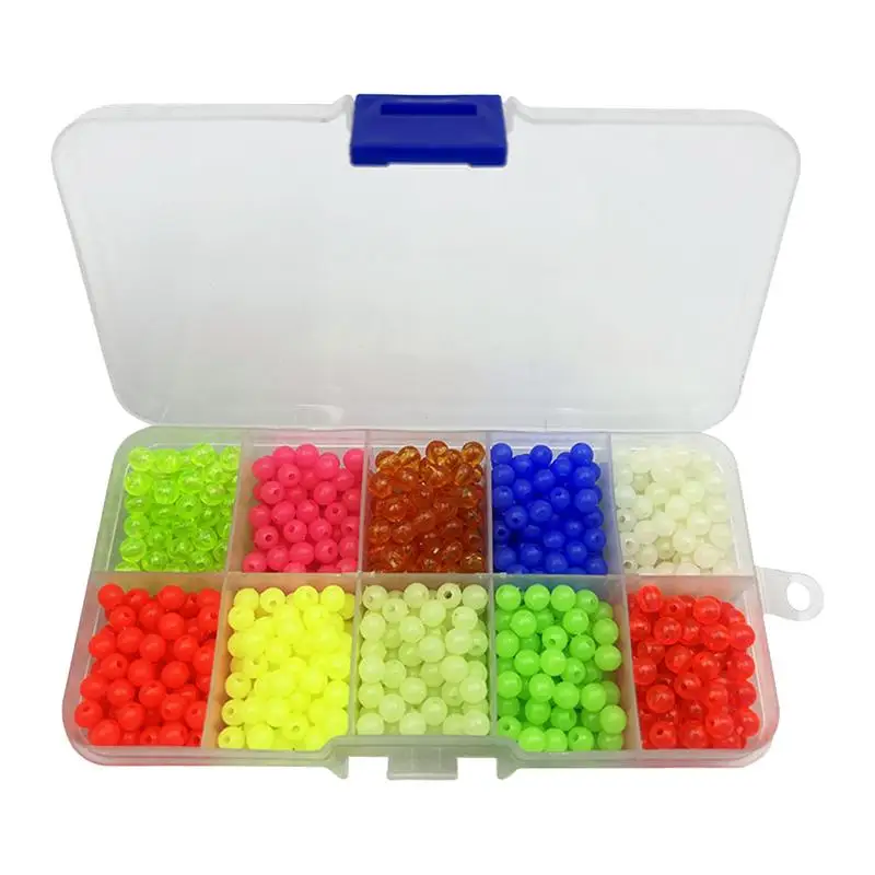 

Fishing Beads Assorted Set 1000pcs Glow In The Dark Fishing Beads Multi-Use Float Fishing Bait Eggs In 10 Colors Round Lure