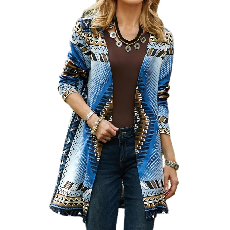 

Spring Autumn Women Clothing Thin Coat Casual Casacos Long Outerwear Fashion Ethnic Style Jacket Woman Cardigan Outfits Jaquetas