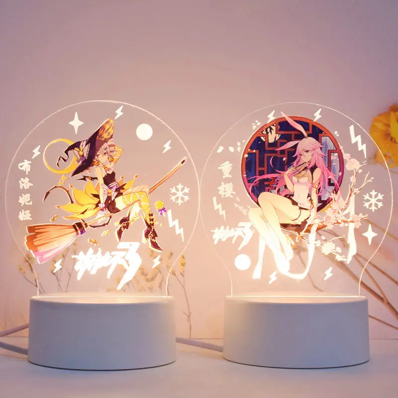 

Honkai Impact 3 Toy Figures Lights 3D Night Lamp Yae Sakura Bronya Acrylic Led Coloured Light Gift Desktop Furnishing Articles