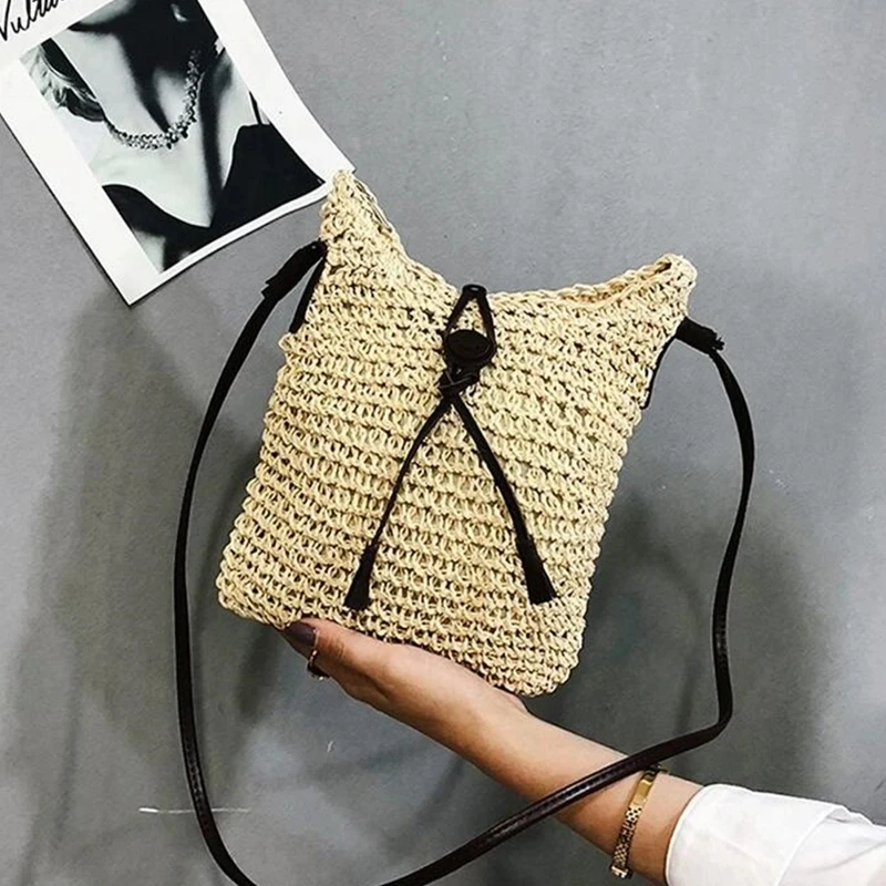 Travel Wicker Crossbody Tote - Hand Woven Bohemian Beach Shoulder Bag 14 S219fe8b2061441eba45ee6ab1dcb02cbI